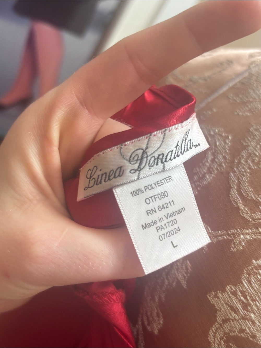 Linea Donatella Red Satin Chemise with Matching Robe - Picture 12 of 12